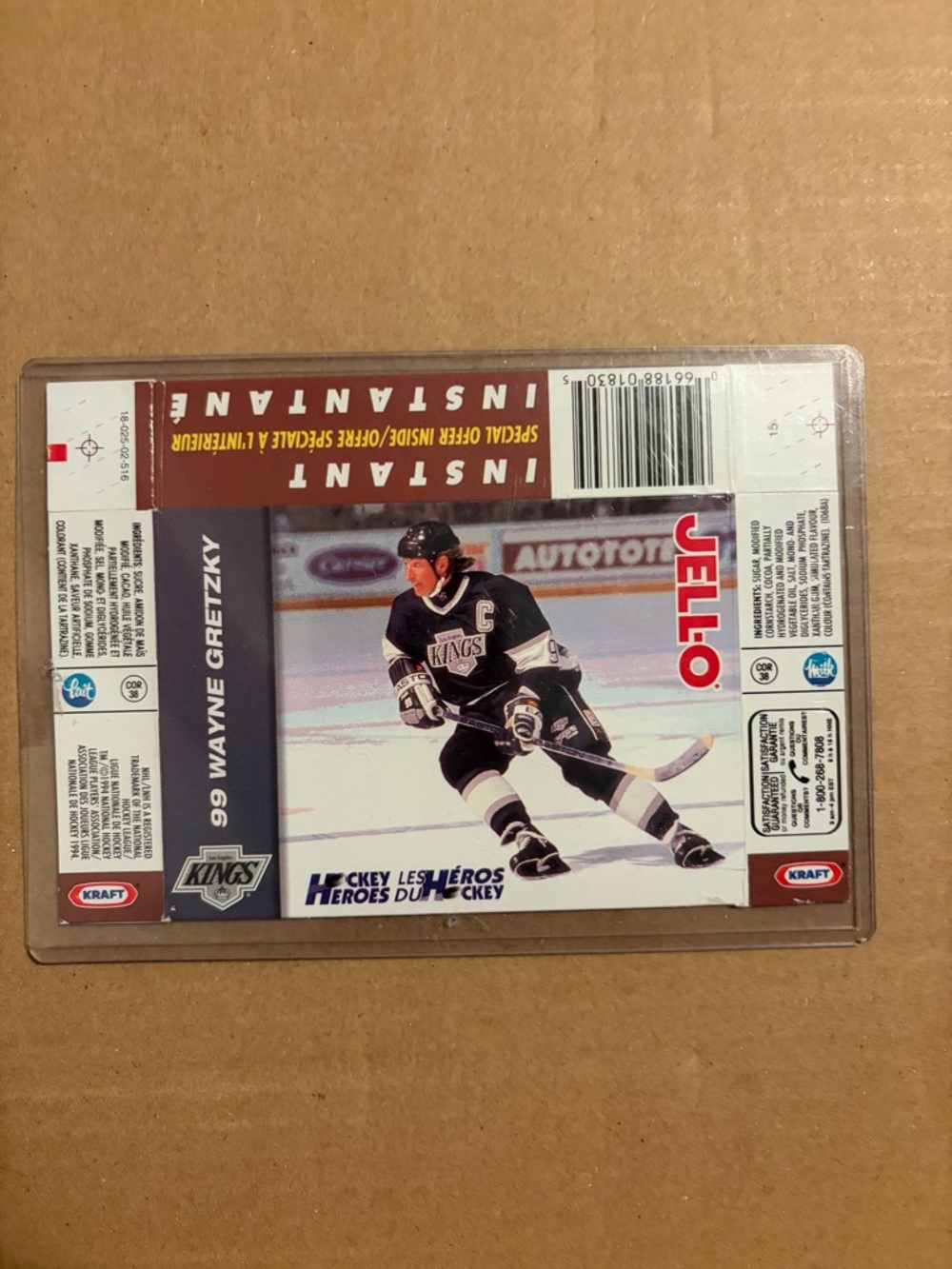 Wayne Gretzky 1994 Kraft Jello Los Angeles Kings Hockey Card
